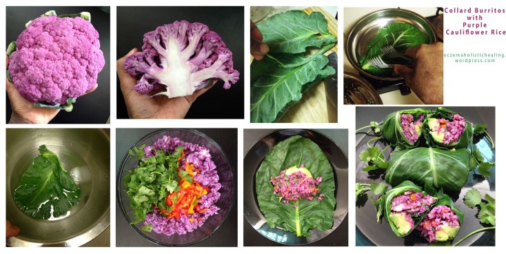 Collard Burritos with Purple Cauliflower Rice - eczemaholistichealing.wordpress.com